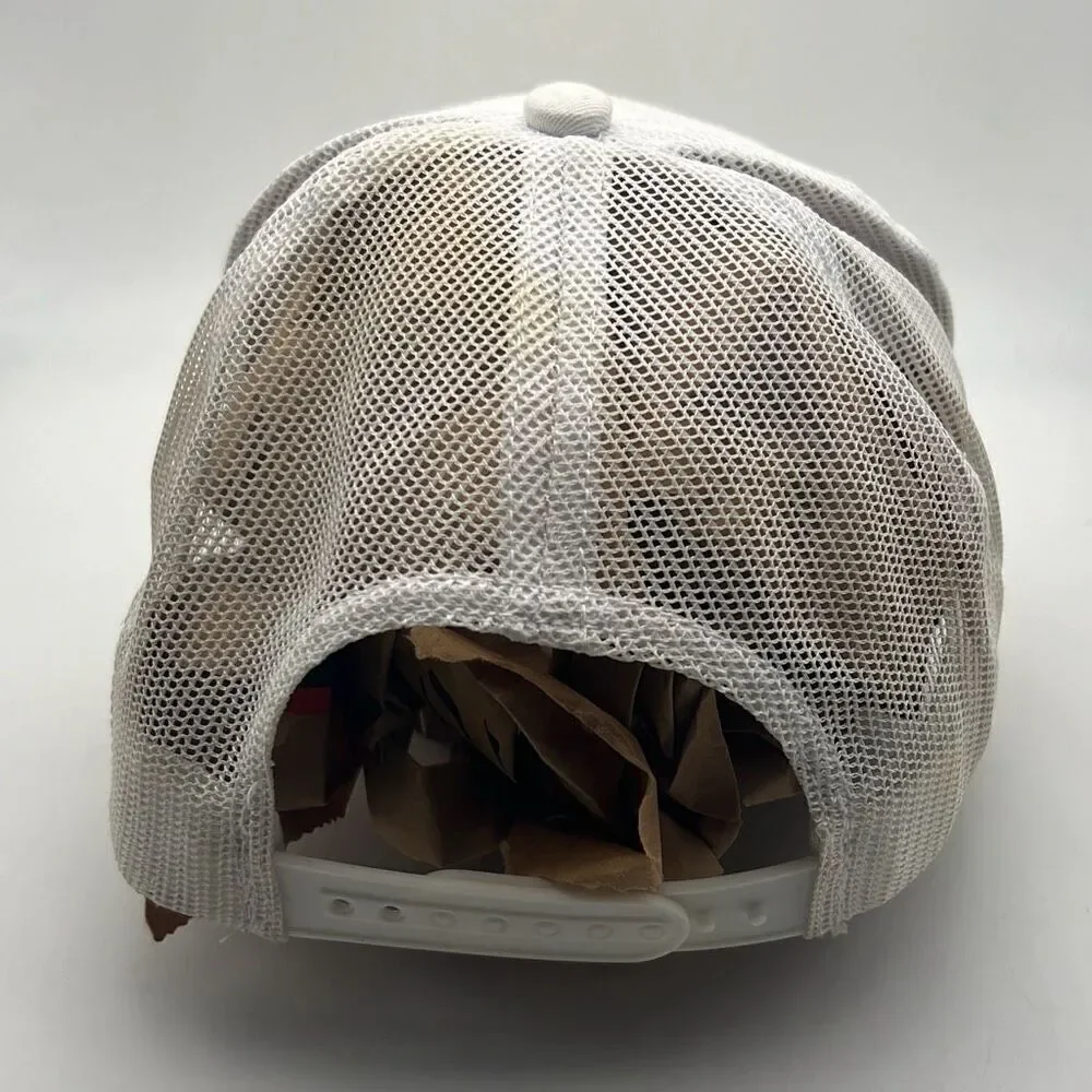 Bass‎ pro shops gone fishing white adjustable baseball hat / cap - preowned